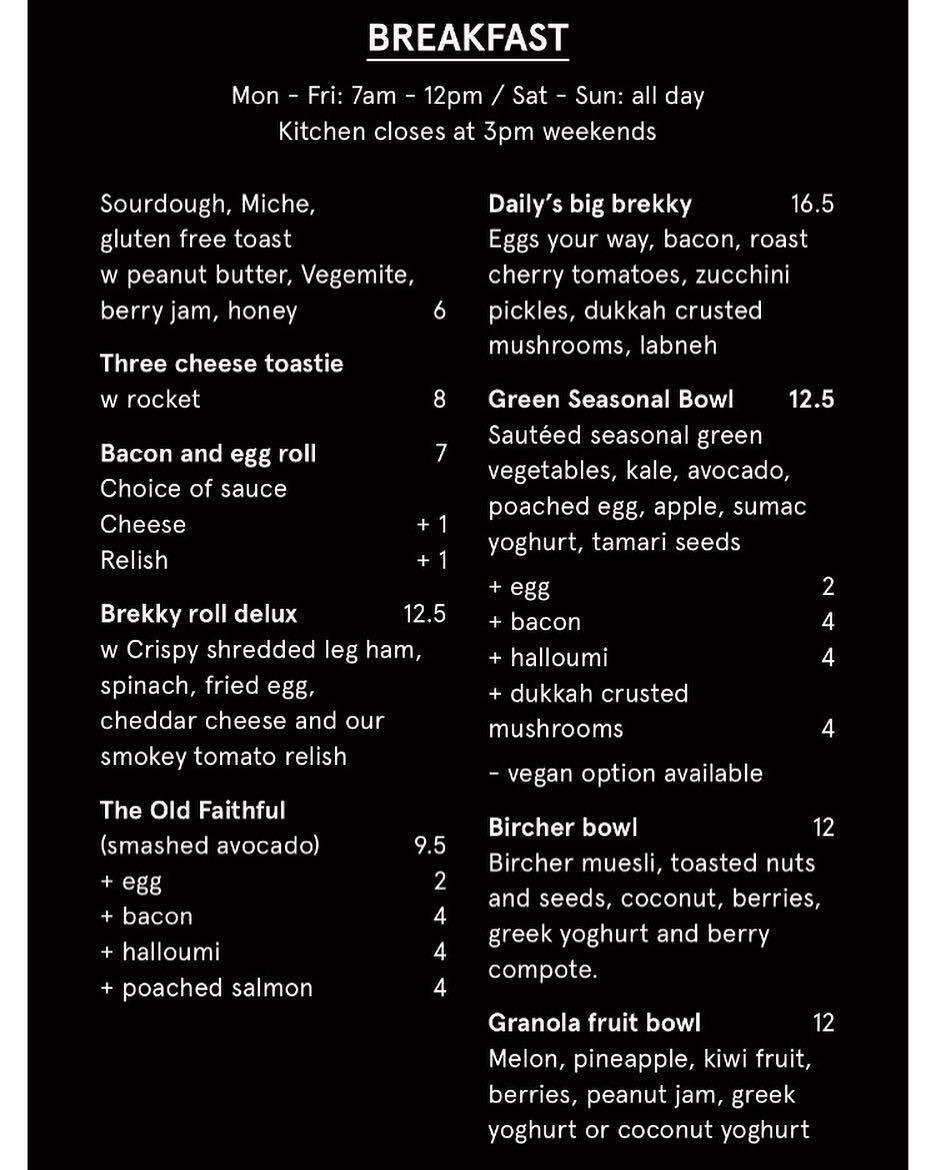 Daily Eats Menu, Menu for Daily Eats, Surry Hills, Sydney - Urbanspoon ...