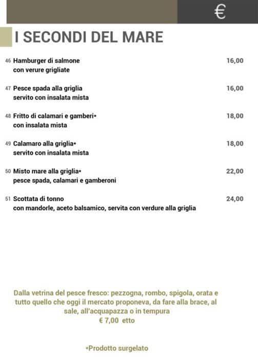 Menu di Da Regina 