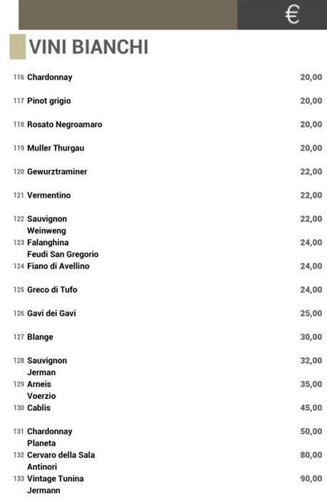 Menu di Da Regina 