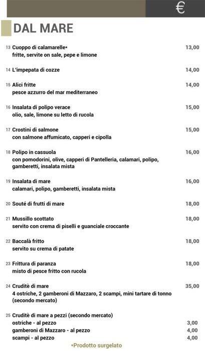 Menu di Da Regina 