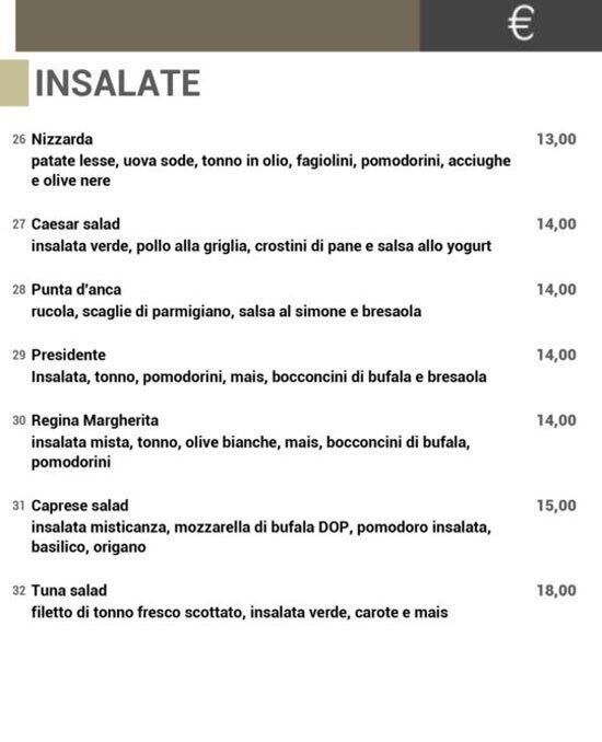 Menu di Da Regina 