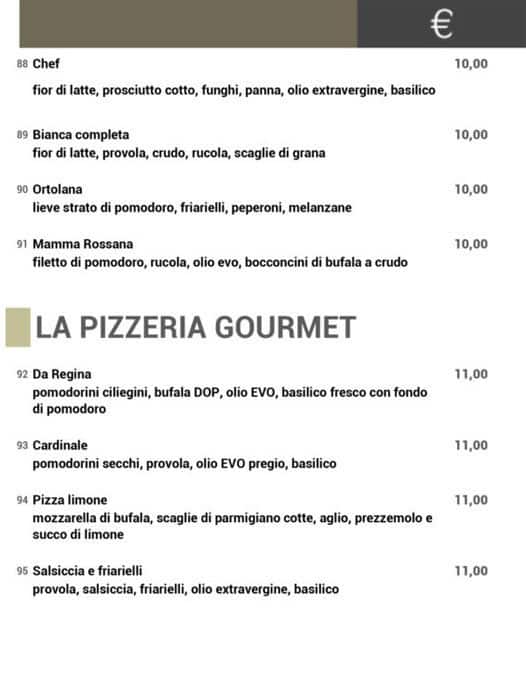 Menu di Da Regina 