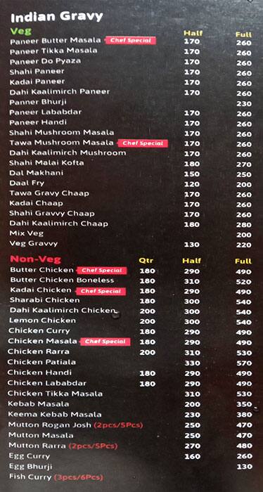 Menu Of Rasoi Live, Ballabhgarh, Faridabad