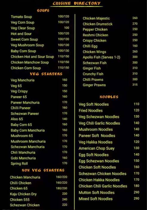 Menu of Seven Spices Hub, Medchal Road, Hyderabad