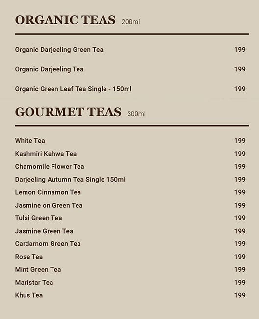 Wagh Bakri Tea Lounge menu