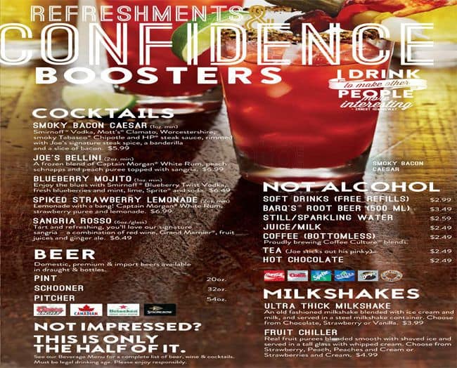 Crabby Joe�s Menu, Menu for Crabby Joe�s, Pickering