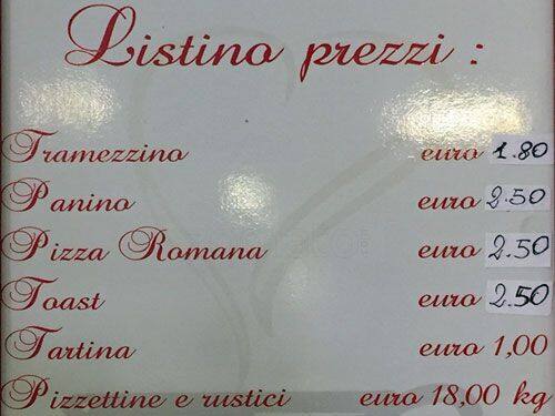 Menu di Caffè Camerino 