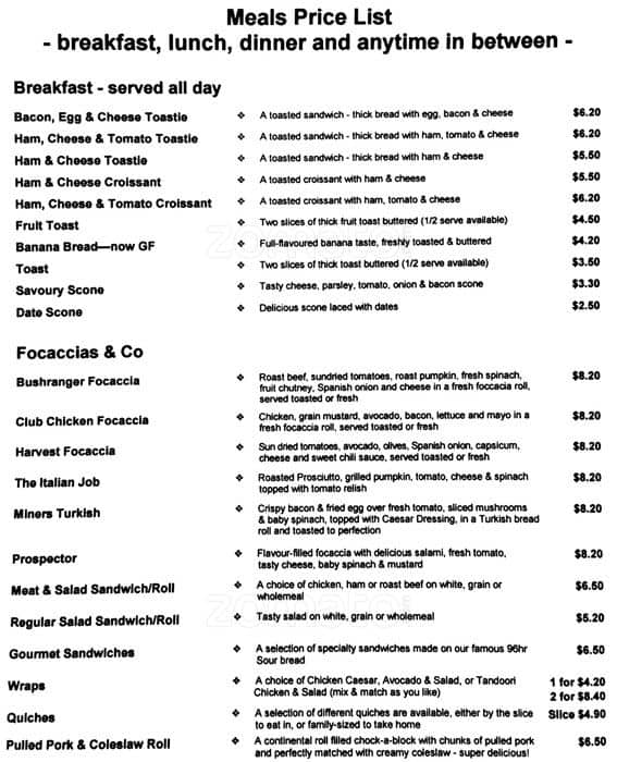 Beechworth Bakery Healesville Menu Urbanspoon/Zomato