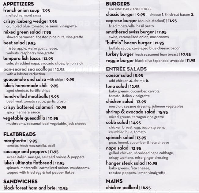 cruise inn bar & grill menu