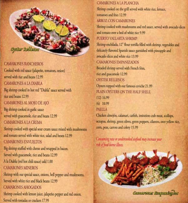 Menu at Real De Minas Mexican Grill restaurant, Aurora, E Briarwood Cir