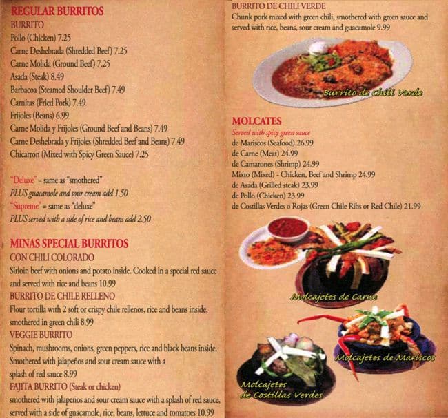 Menu at Real De Minas Mexican Grill pub & bar, Aurora, E Colfax Ave