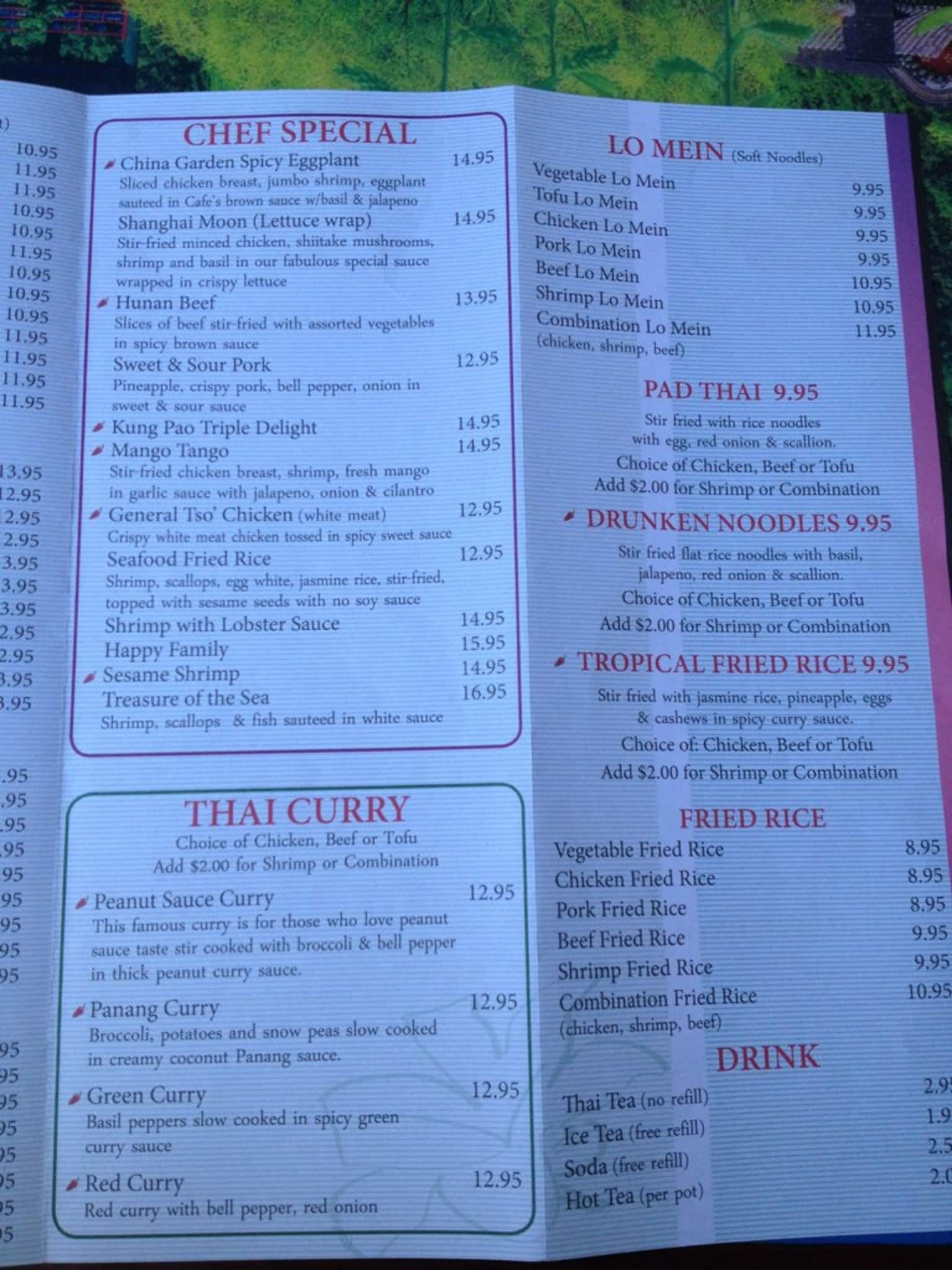 Menu at China Garden Asian Grill restaurant, Estes Park