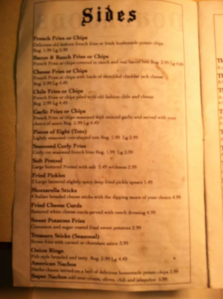 Doubloons menu