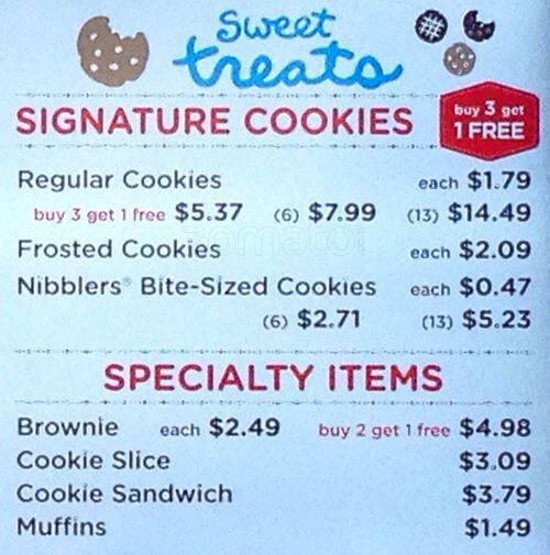 Carta de Mrs Fields Cookies