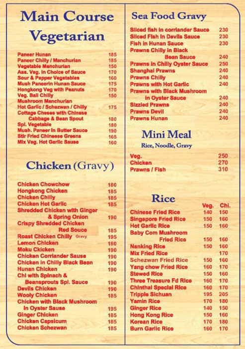 ChinThai The Restaurant Chinese And Thai Restaurant Andheri West menu