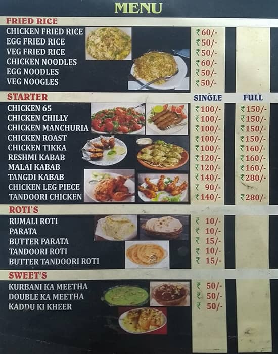 Golden Point menu
