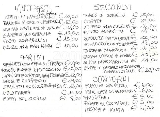 Menu di Sorrisi e Baci 