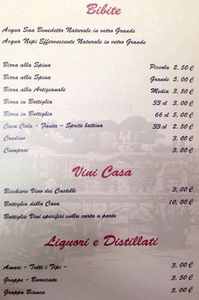 Menu di Da Sora Gina 