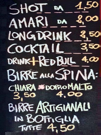 Menu di Bar dei Brutti 