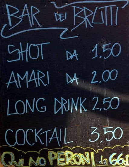 Menu di Bar dei Brutti 