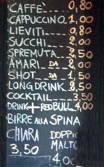 Menu di Bar dei Brutti 