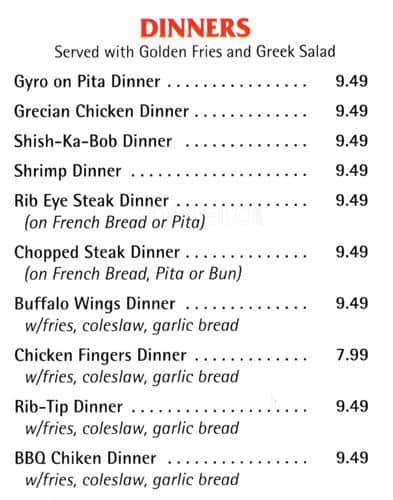 Menu at Pete's Red Hots restaurant, Oak Park, Roosevelt Rd