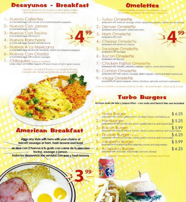 Turbo Tacos Menu, Menu for Turbo Tacos, Logan Square, Chicago