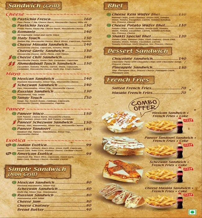 ShaktiThe Sandwich Shop Menu, Menu for ShaktiThe Sandwich Shop, Raja
