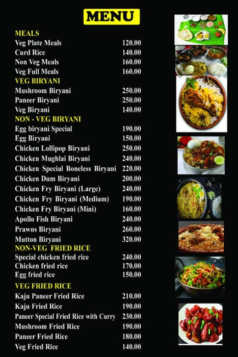 Menu of RR Local Heaven Restaurant, Gajuwaka, Vizag