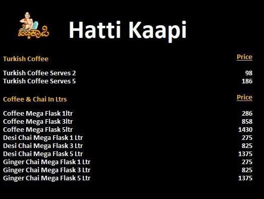 Hatti Kaapi - Jayanagar menu
