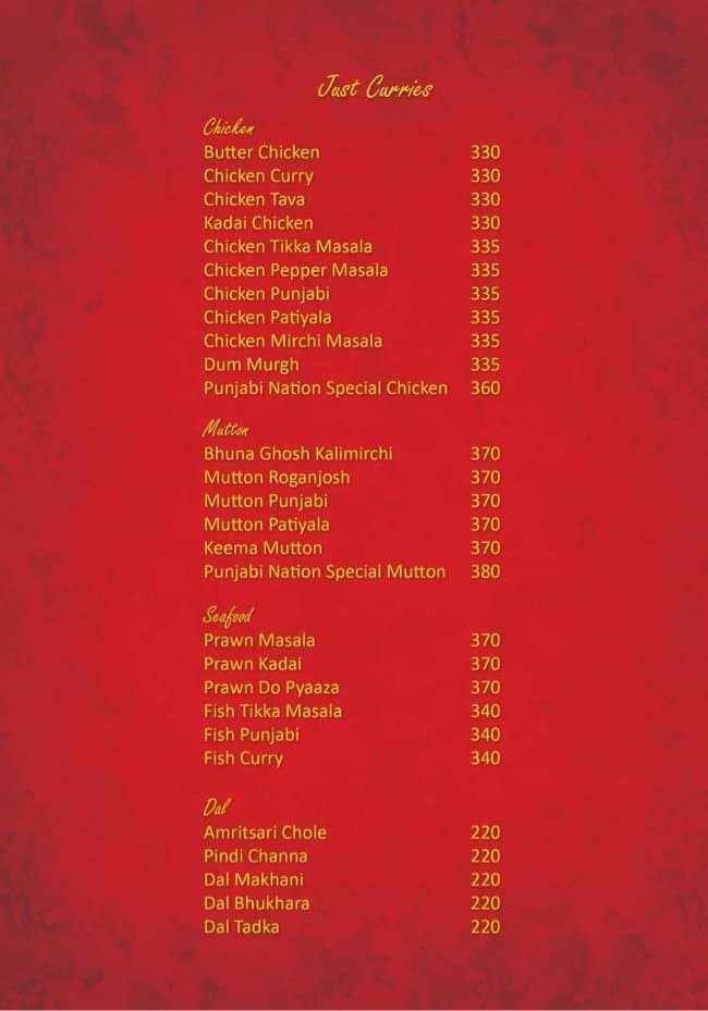 Punjabi Nation menu
