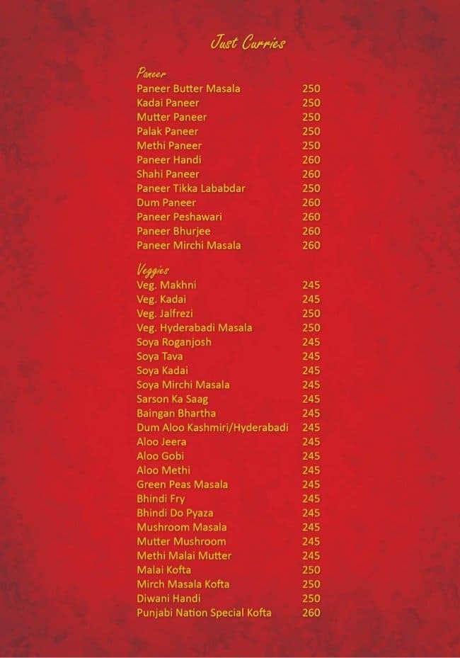 Punjabi Nation menu