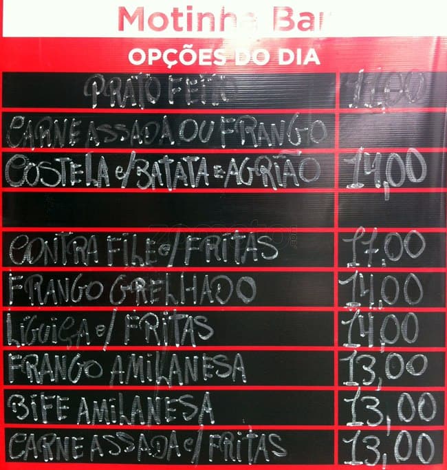 Motinha bar cardápio