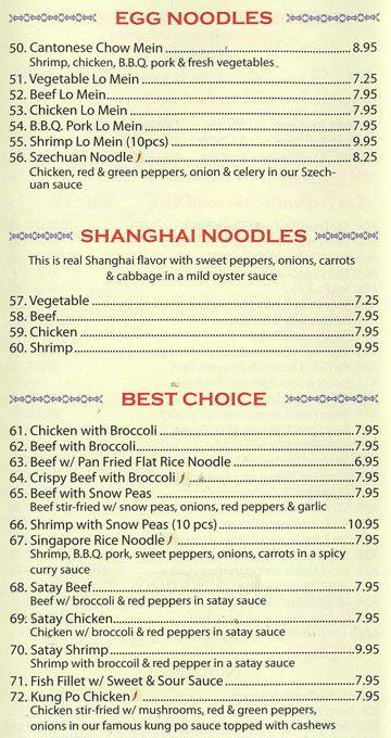 Topman Express menu
