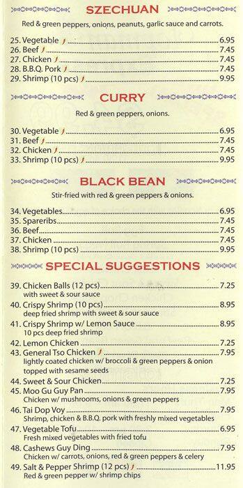 Topman Express menu