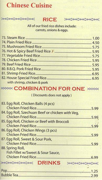 Topman Express menu