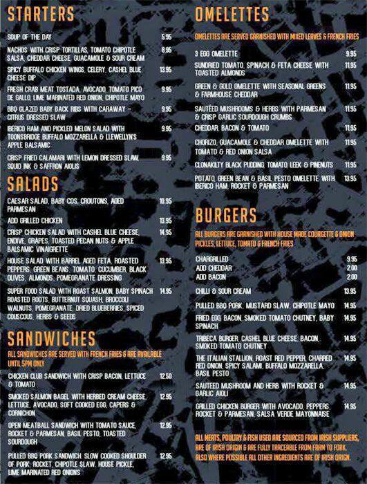 Tribeca Menu, Menu for Tribeca, Ranelagh, Dublin Zomato Ireland