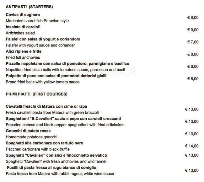 Menu di Tutti Frutti 