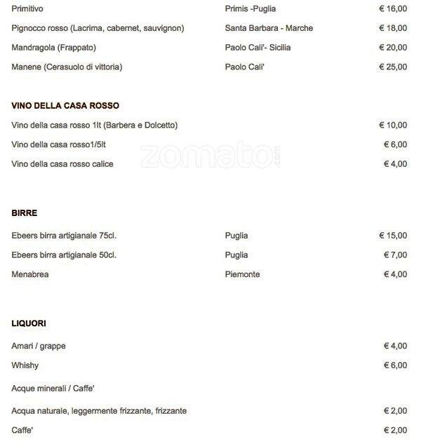 Menu di Tutti Frutti 