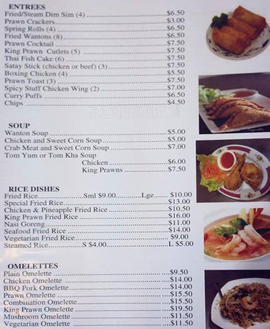 Heng's Asian Cuisine Restaurant a Perth Foto del Menu con Prezzi