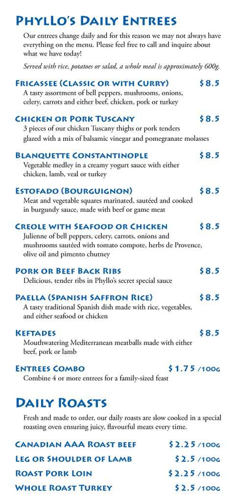 Menu de Phyllo's