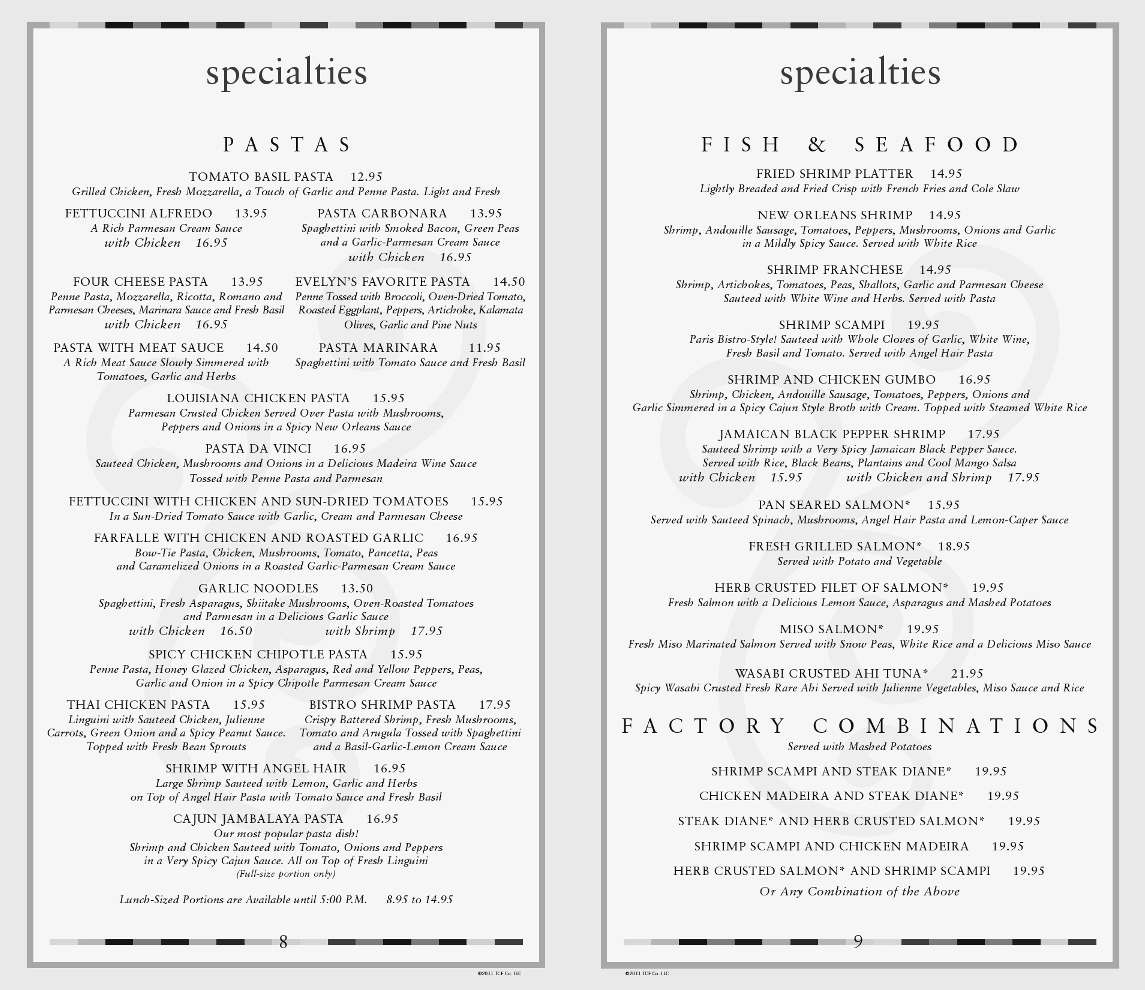 Menu at The Cheesecake Factory desserts, Pembroke Pines, SW 5th St