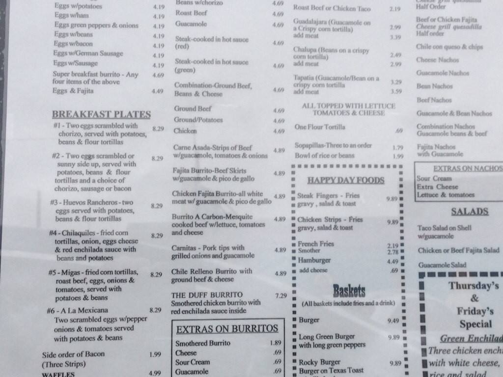 El Burrito Menu, Menu for El Burrito, Midland, Odessa Urbanspoon/Zomato