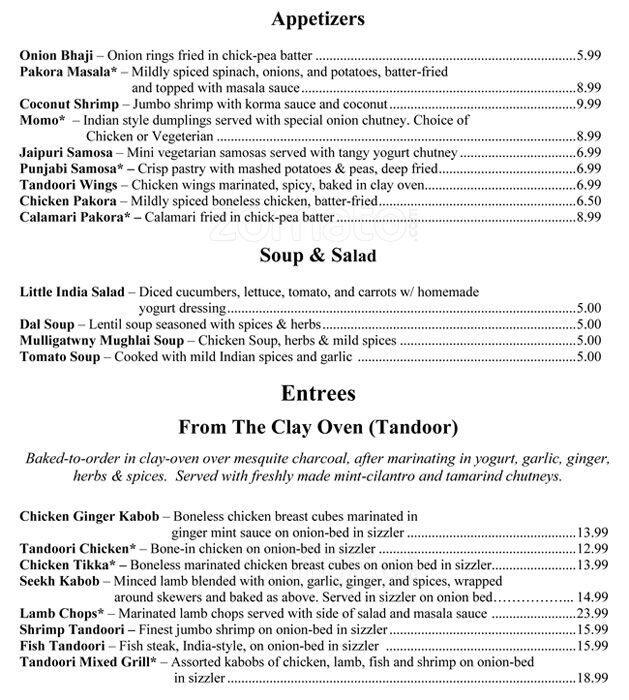 Menu at Little India Food Truck, Denver