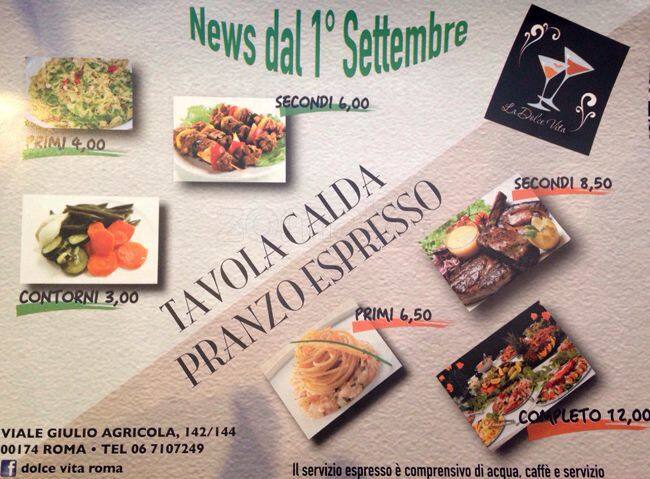 Menu di La Dolce Vita 