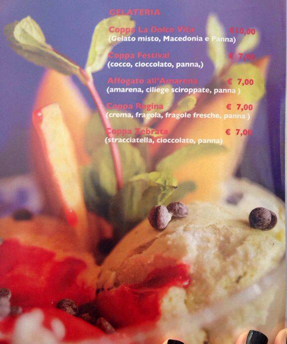Menu di La Dolce Vita 