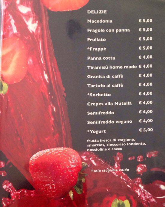 Menu di La Dolce Vita 