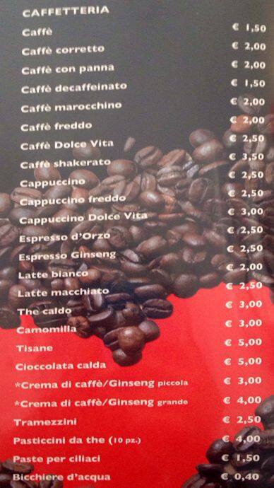 Menu di La Dolce Vita 