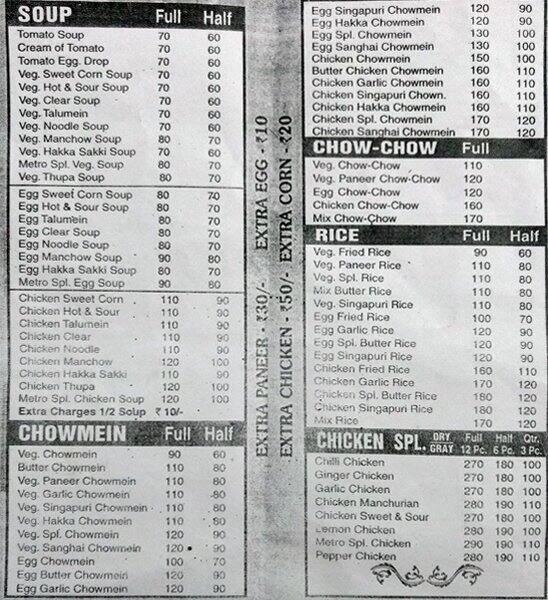 Metro Fast Food Menu, Menu for Metro Fast Food, Ashok Vihar Phase 1, New Delhi Zomato