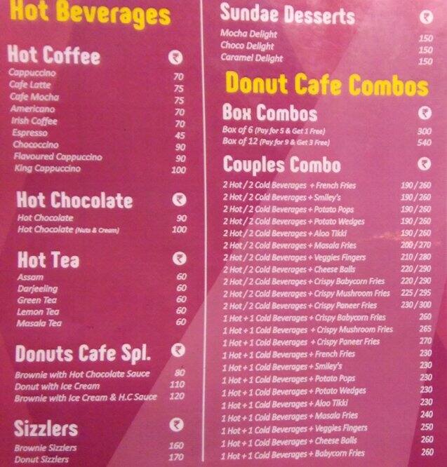 Donut House Bangalore menu
